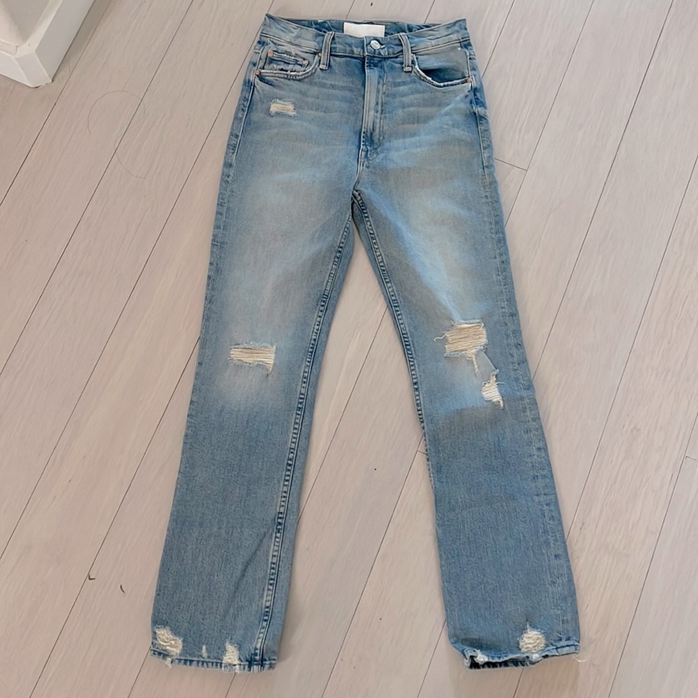 Mother high waisted rider skimp jean ripped design size 27